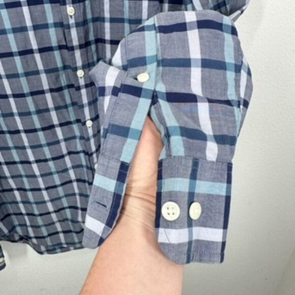 Bonobos Men's Size Large Slim Fit Blue Black Checkered Long Sleeve Button Down - Picture 6 of 8